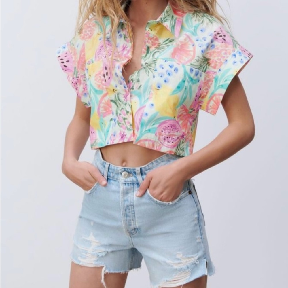 Zara Cropped Button Up - image 1